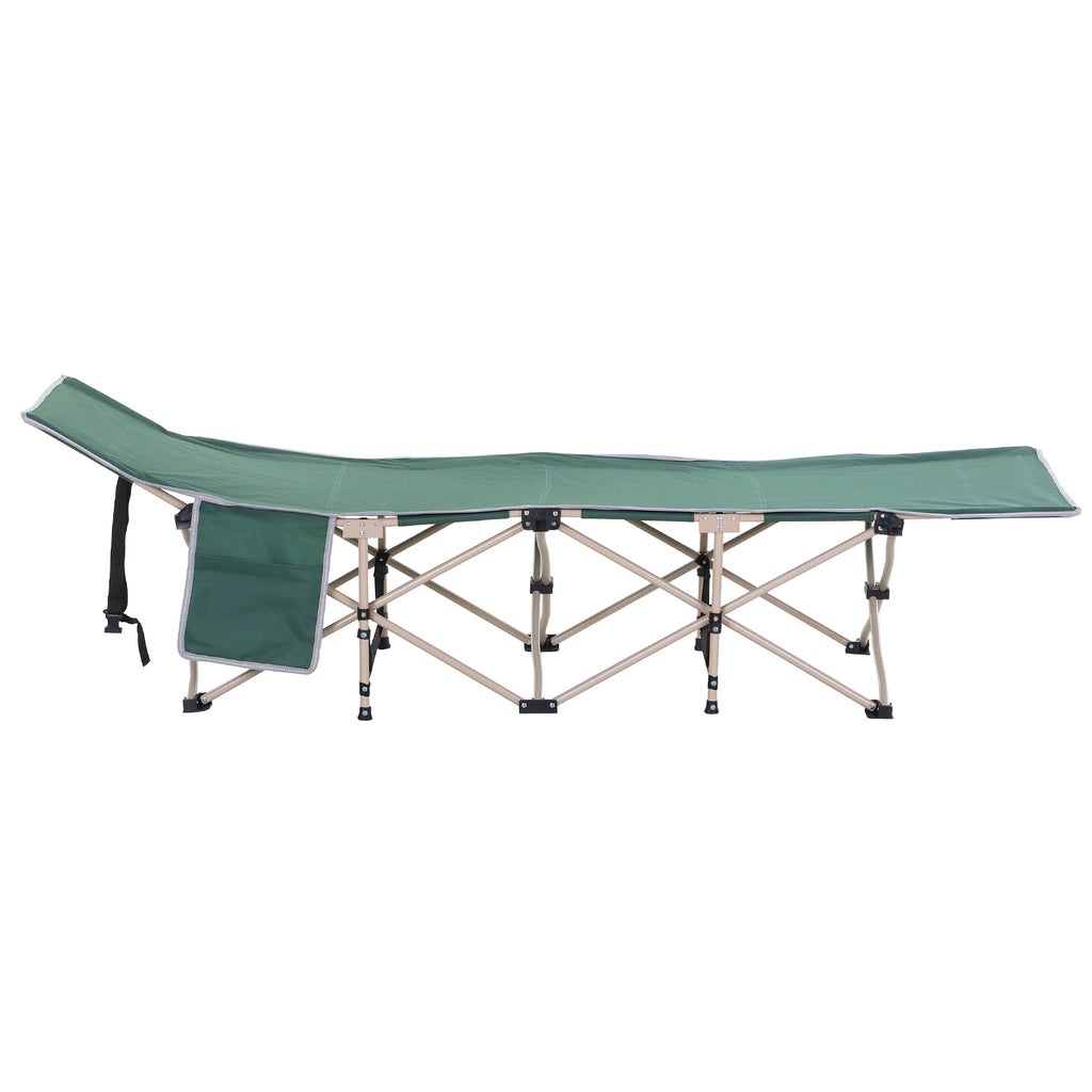 Outsunny Feldbett, Camping-Bett, klappbar, wetterbeständig, ink. Tragetasche, 190 cm x 68 cm x 52 cm, Grün + Beige