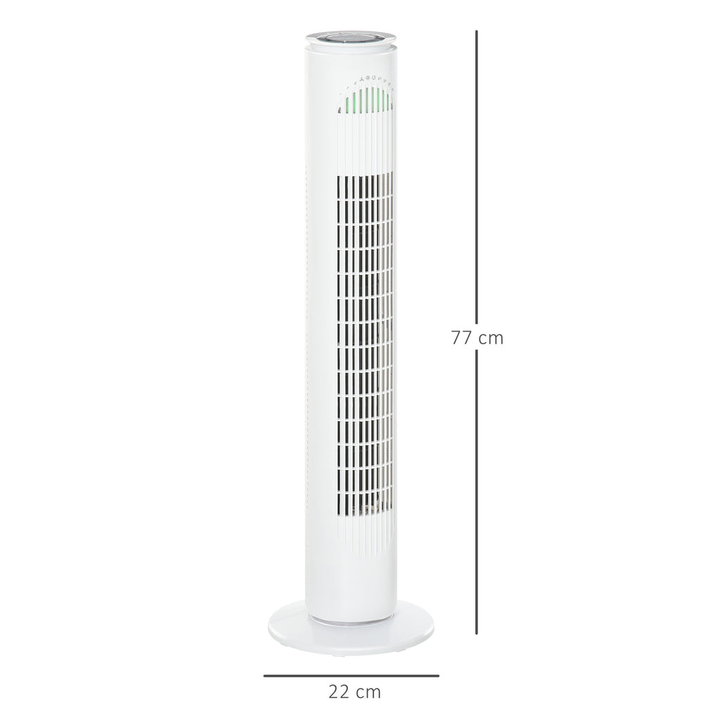 HOMCOM Turmventilator, Standventilator mit 3 Belüftungsstufen, Fernbedienung, 45W Ventilator mit 10H Timer, LCD-Anzeige, 70° Oszillation, für Schlafzimmer, Weiß