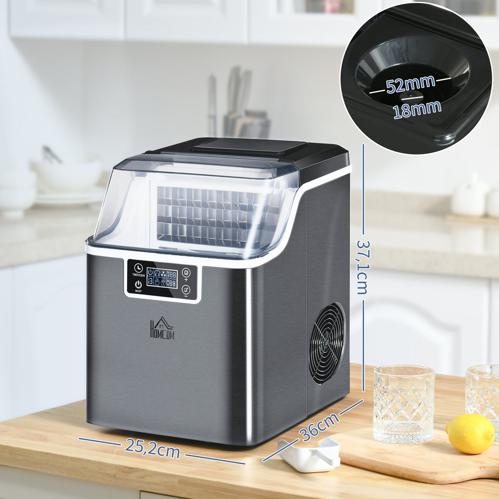 HOMCOM Eiswürfelmaschine Eiswürfelspender Ice-Maker 20kg/24h 2,3L Eiswürfelbereiter mit 3,2 L Wassertank, Schwarz