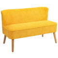 HOMCOM Zweisitzer-Sofa, elegantes Skandi Design, massiver Holzrahmen, bis 150 kg, 117 x 56,5 x 77 cm, Gelb