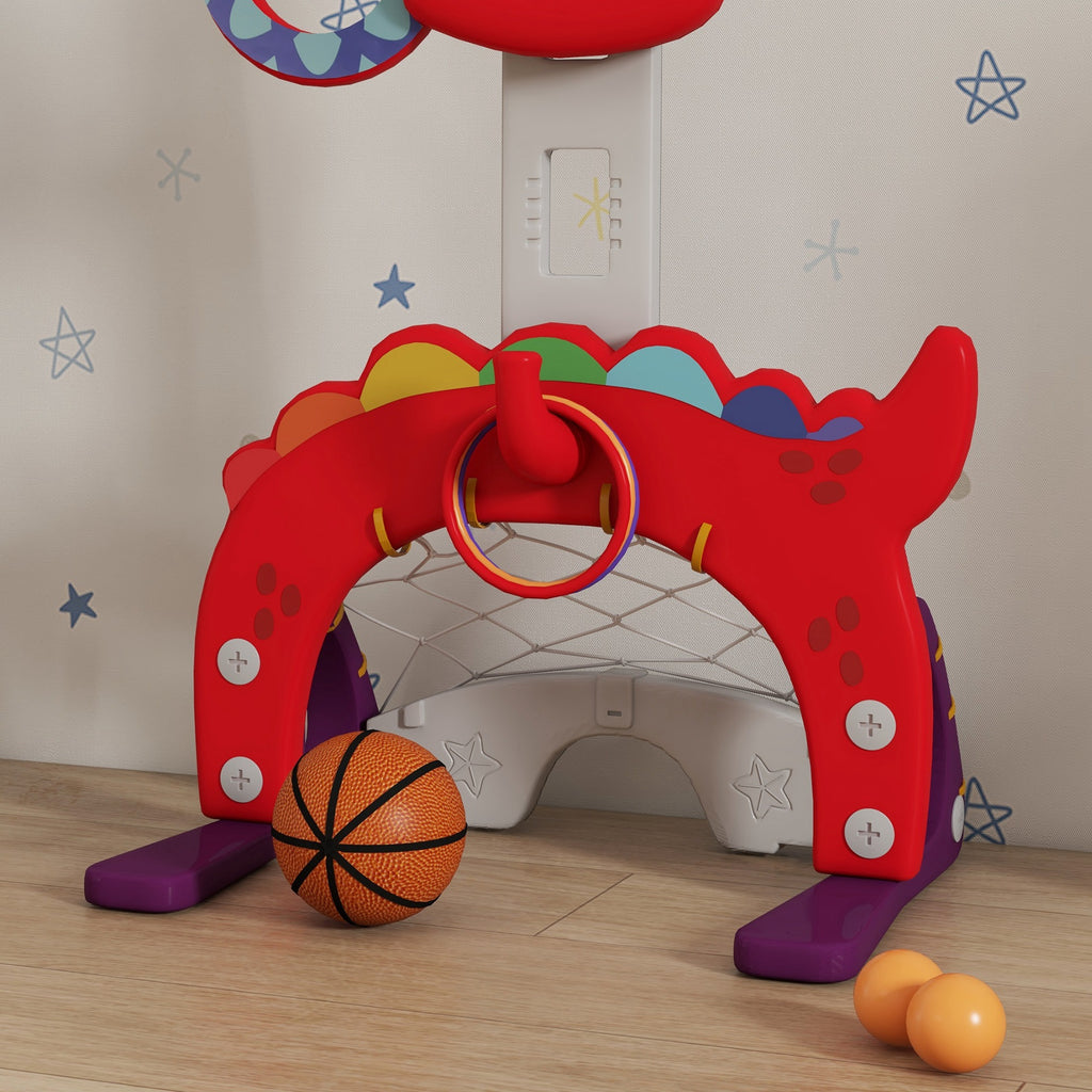 AIYAPLAY Kinder-Basketballkorb, höhenverstellbar, 5-in-1 Ballwurf, Golf, Fußball Lassospiel, 3-6 Jahre