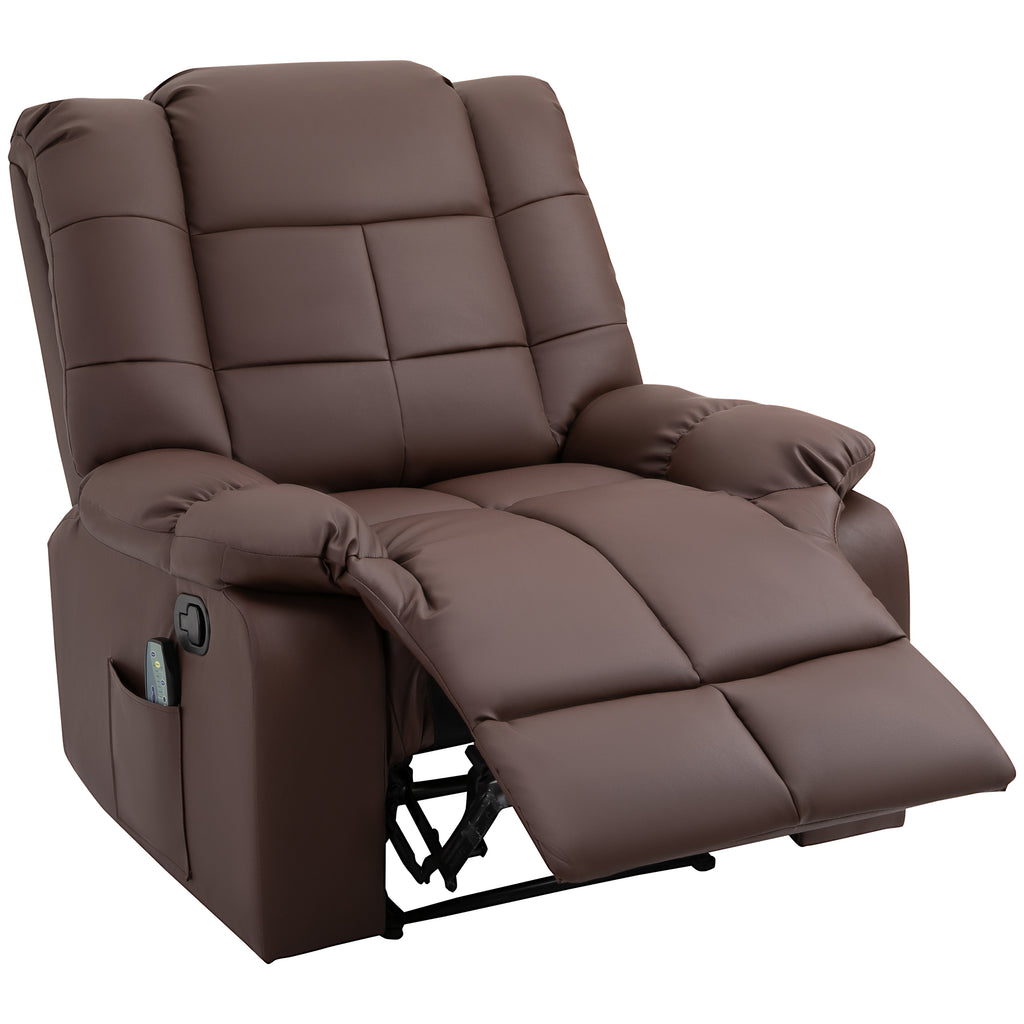 HOMCOM Massagesessel neigbar mit Fernbedienung 94 x 99 x 99cm Kunstleder Braun