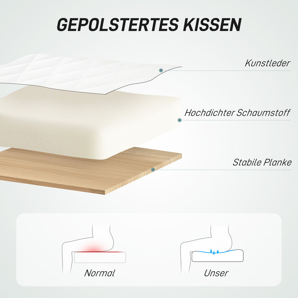 HOMCOM Bürostuhl Höhenverstellbarer Schreibtischstuhl mit Rolle, Diamantsteppung 52 x 53 x 80-90 cm Weiß