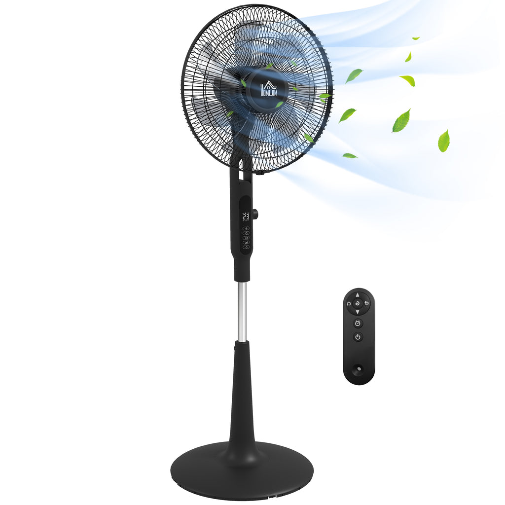 HOMCOM Standventilator Ø 42cm 40W 3 Modi 28 Geschwindigkeiten, Mückenschutzfunktion, höhenverstellbar schwenkbar 75° schwarz