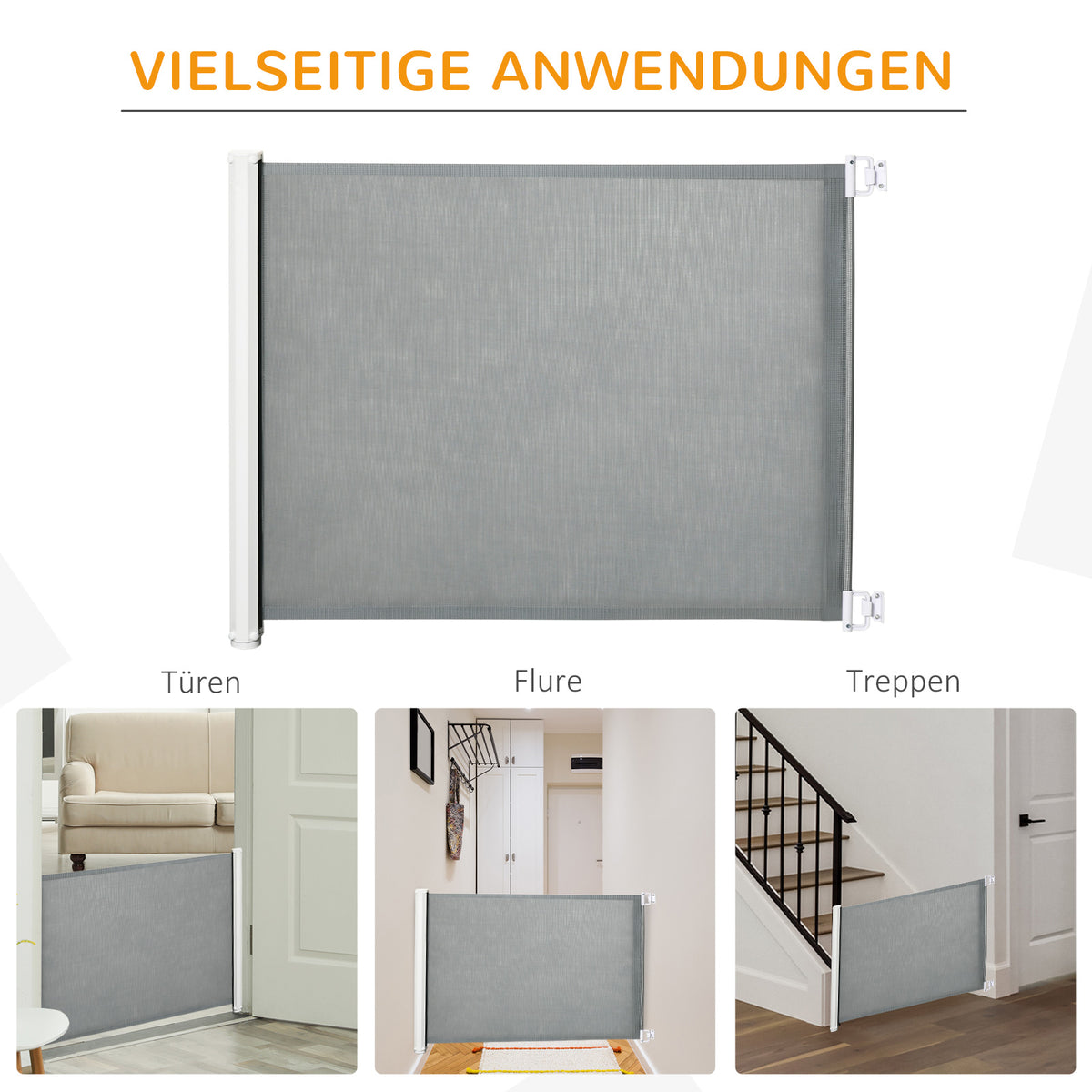 PawHut Treppenschutzgitter Metall kunststoff Grau