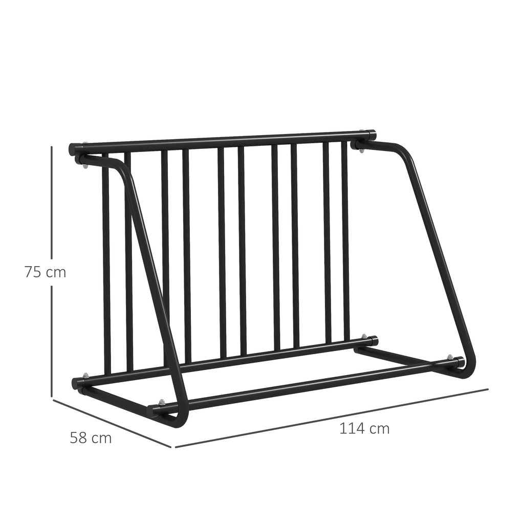 DURHAND Fahrradständer für 3 Fahrräder, wetterbeständig, zusätzliche Halterung, 114 x 58 x 75 cm, Schwarz
