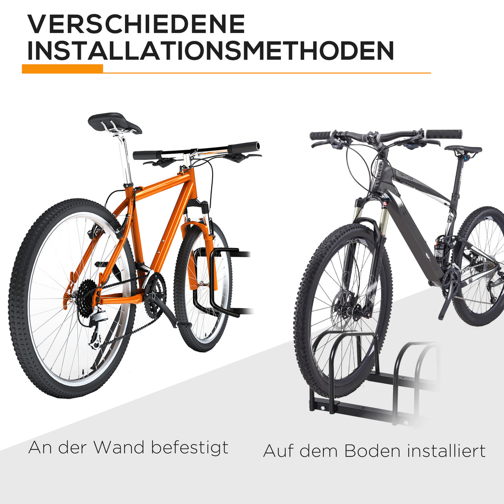 HOMCOM Fahrradständer für 6 Fahrräder, wetterfest, Wand- oder Bodenmontage, Stahl 179 x 33 x 27 cm