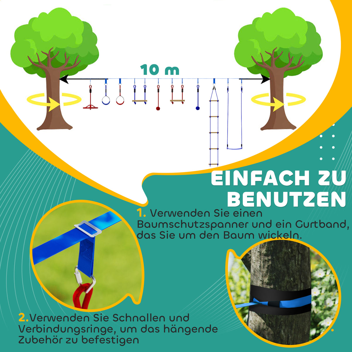 AIYAPLAY 6 Seilrutschen-Kits für Kinder, 50 kg Belastbarkeit, 3-6 Jahre, Tragetasche, Blau