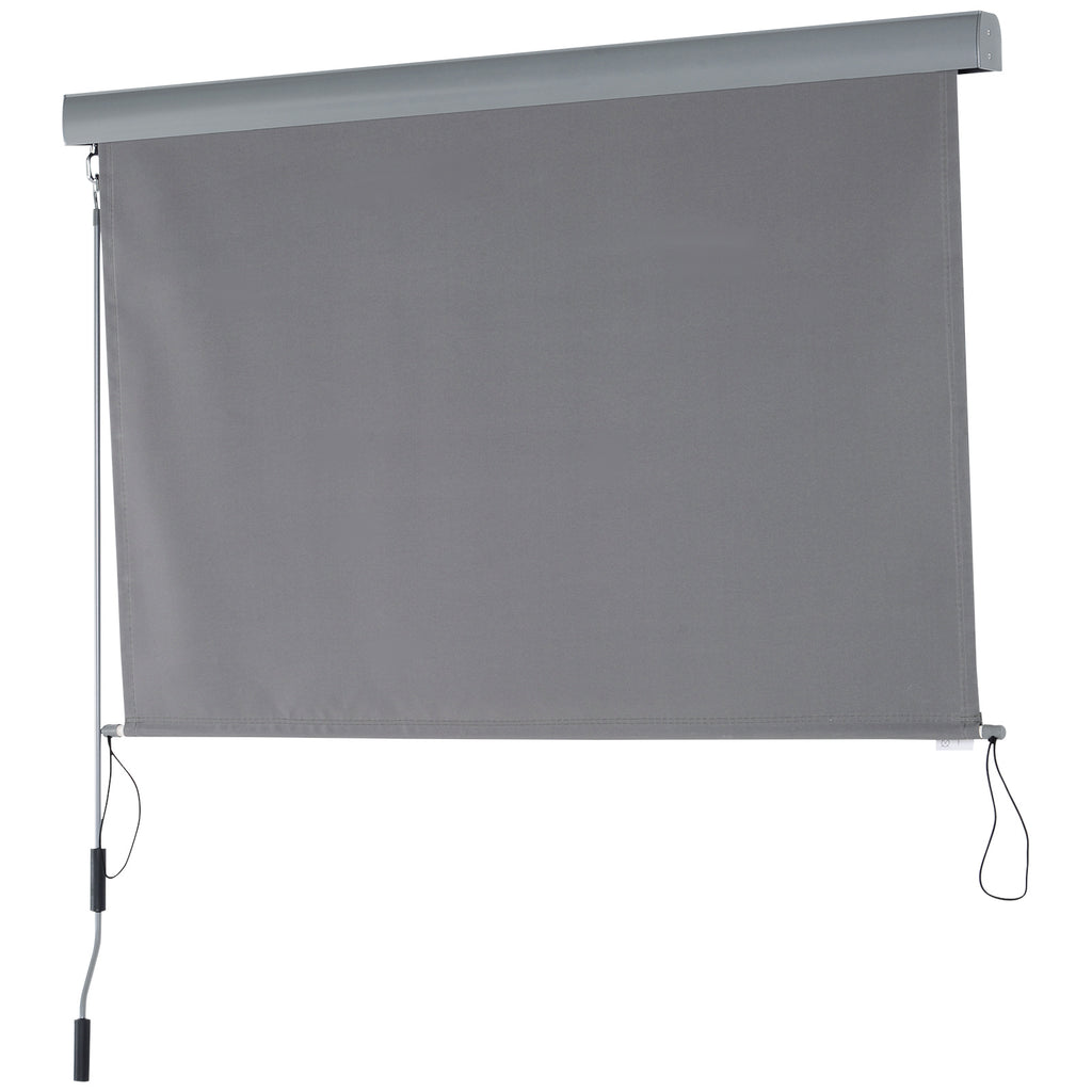 Outsunny Senkrechtmarkise Balkonmarkise Vertikalmarkise Windschutz Seitenrollo Sichtschutz mit Handkurbel Polyesterstoff+Aluminium Grau 200 x 140 cm