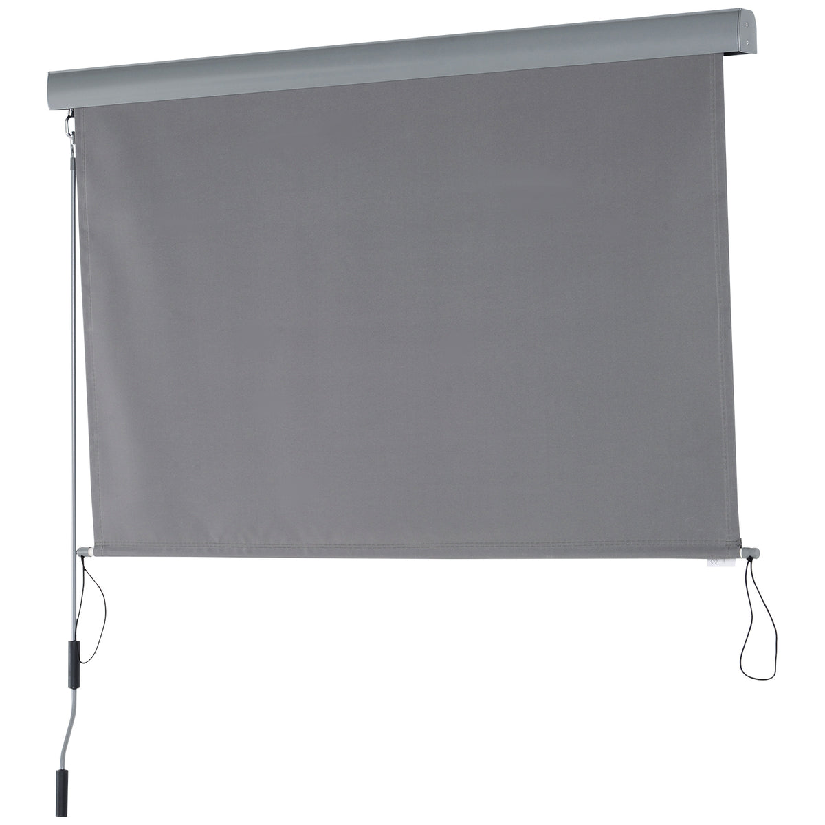 Outsunny Senkrechtmarkise Balkonmarkise Vertikalmarkise Windschutz Seitenrollo Sichtschutz mit Handkurbel Polyesterstoff+Aluminium Grau 200 x 140 cm