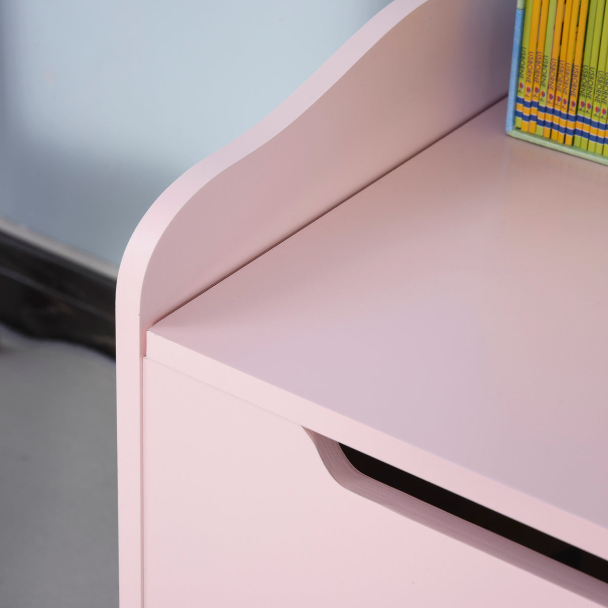 HOMCOM Spielzeugtruhe Kindersitzbank mit Stauraum 2-in-1 Truhenbank Spielzeugkiste Aufbewahrungstruhe 3+ Jahre Kindermöbel Rosa 60 x 30 x 50 cm