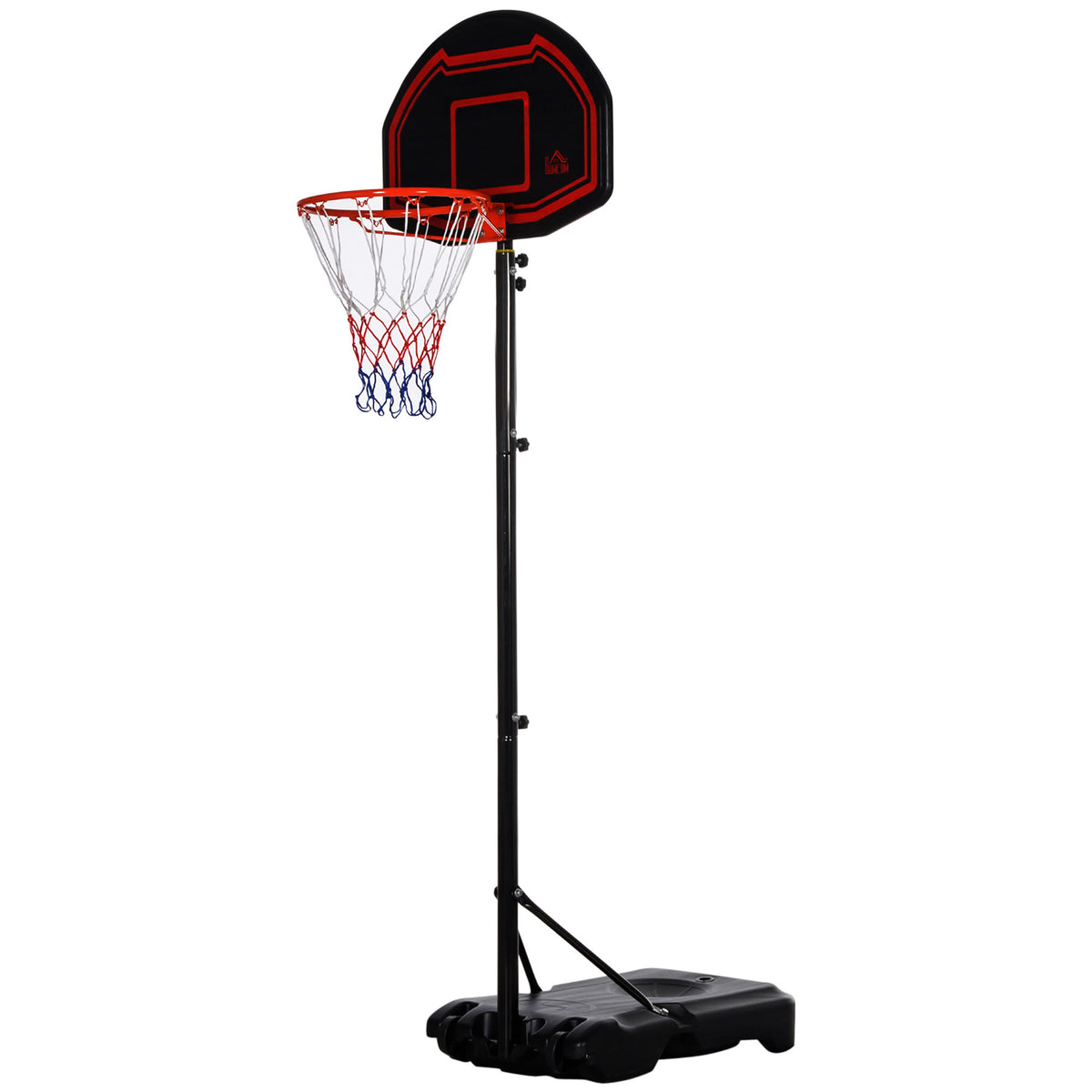 HOMCOM Outdoor Basketballkorb mit Standfuß und Leichtgewichtsbasis auf Rollen, verstellbare Höhe 2,1-2,6 m (Korb)