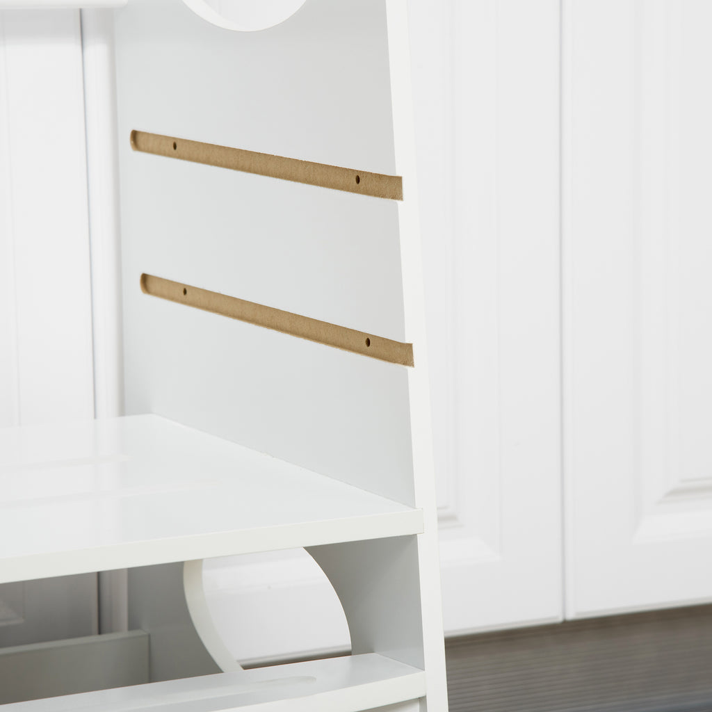 HOMCOM Lernturm für Baby Tritthocker Schemel Stehender mit 3 Stufen  Küchenhelfer für 3+ Jahre Kinder Jahre Sicherheit Bad Schlafzimmer Küche Weiß 40 x 50 x 90 cm