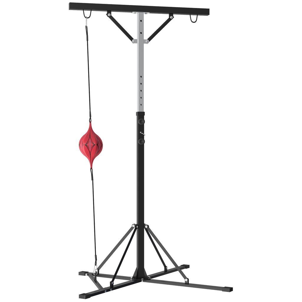 SPORTNOW Boxsackständer, höhenverstellbar, mit Speedball, Metallrahmen, 160L x 145B x 175-220H cm, Schwarz