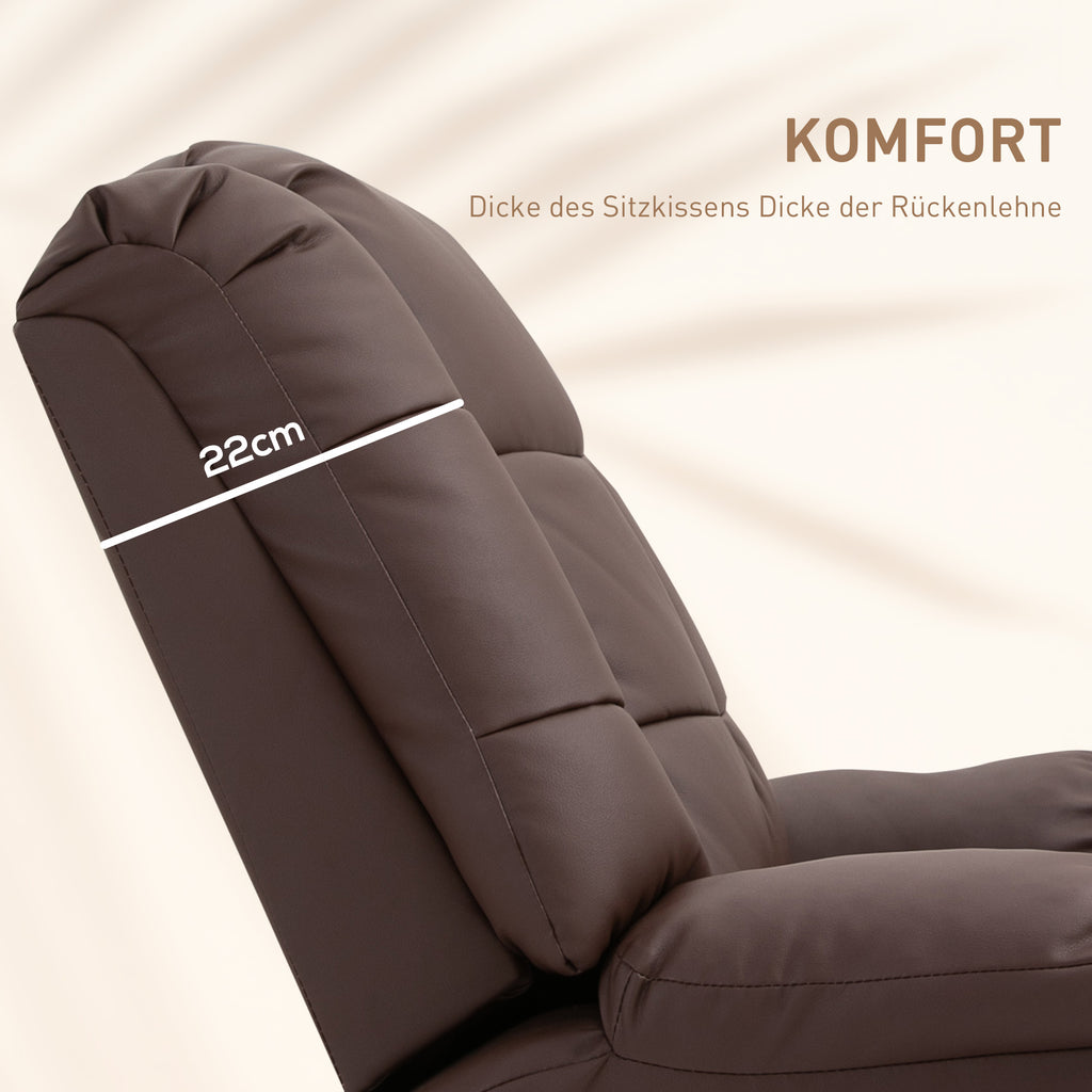 HOMCOM Massagesessel neigbar mit Fernbedienung 94 x 99 x 99cm Kunstleder Braun