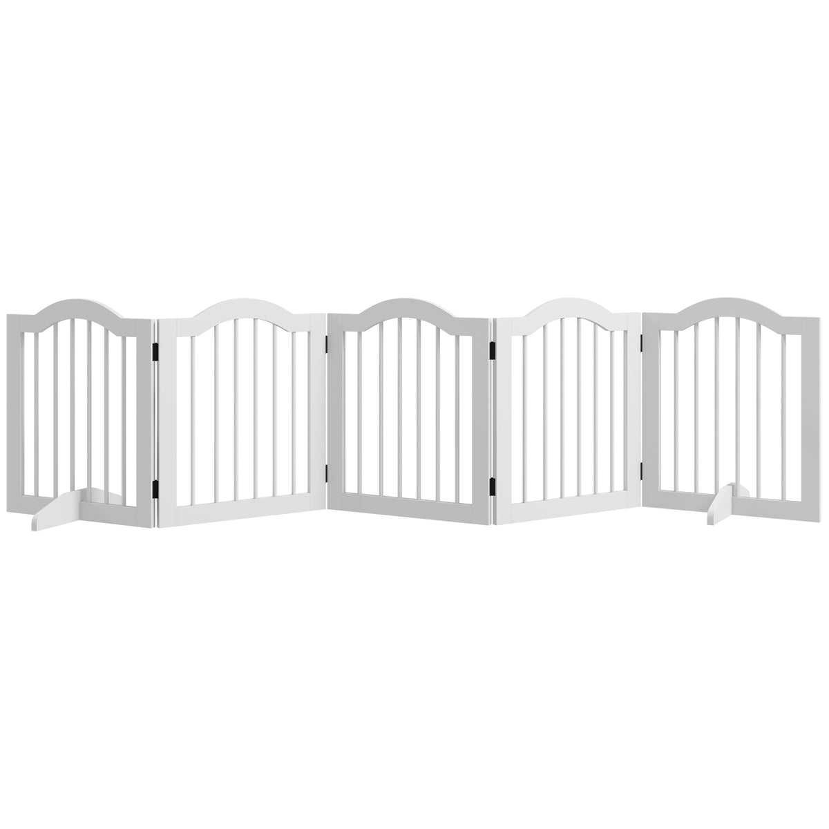 PawHut Hunde-Absperrgitter, 5 Paneele, klappbar, flexibel, Massivholz/MDF, 254,5x29,5x61 cm, Weiß