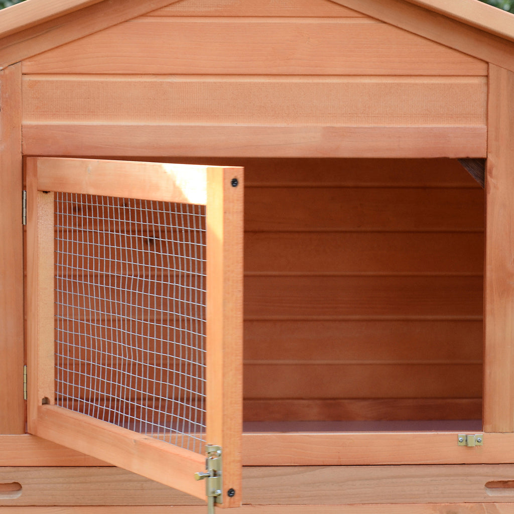 PawHut Kleintierstall Kleintierkäfig, 2 Freigehegen, 2 Rampen, 309 cm x 79 cm x 86 cm, Natur + Grün