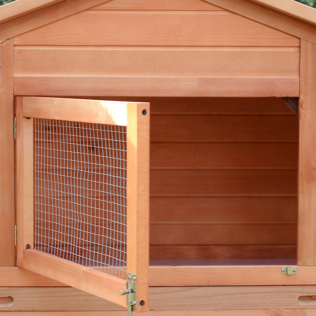 PawHut Kleintierstall Kleintierkäfig, 2 Freigehegen, 2 Rampen, 309 cm x 79 cm x 86 cm, Natur + Grün