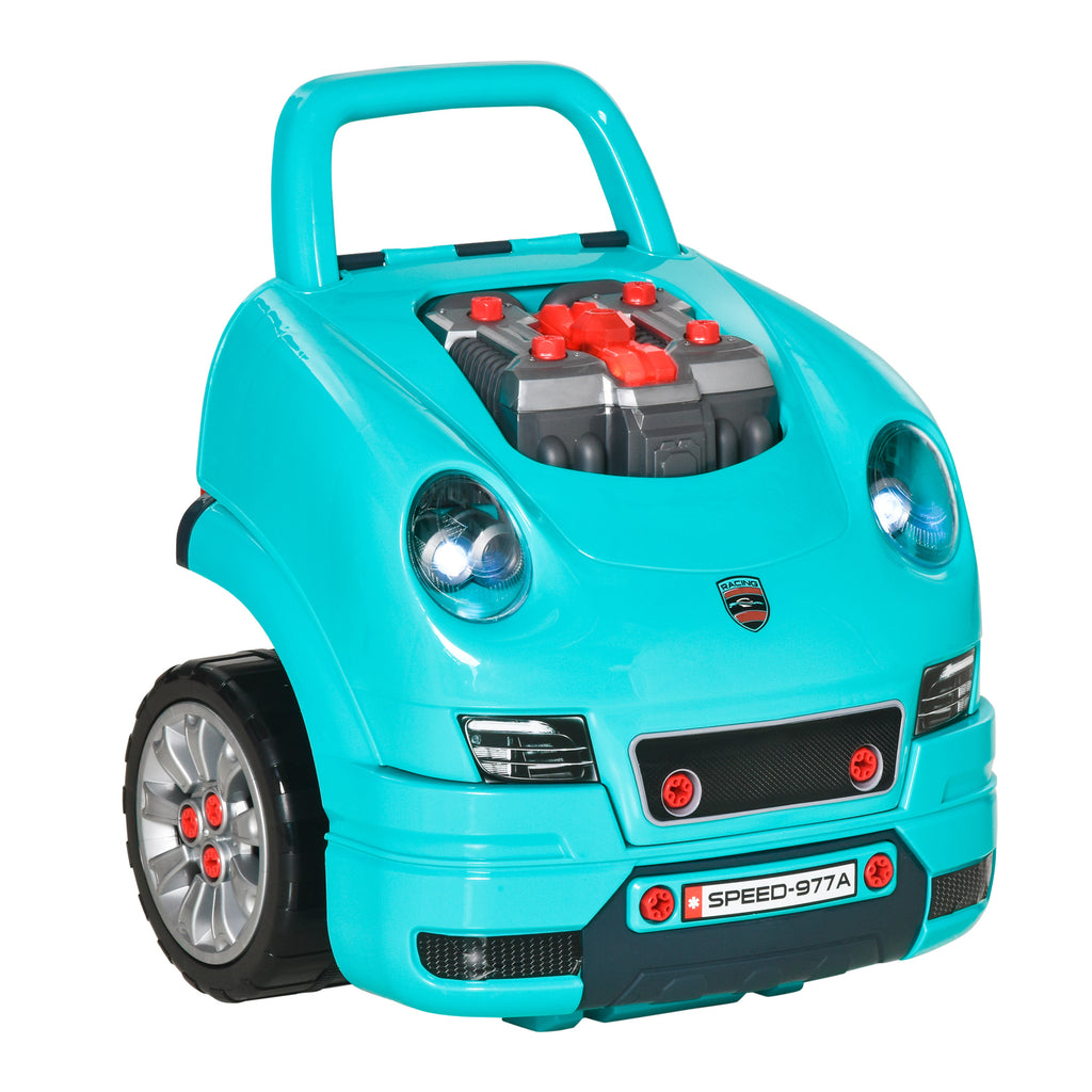 HOMCOM LKW Mechaniker 2 in 1 Kinder Bastelset Mechaniker Nachahmungsspiel zahlreiche Zubehörteile insgesamt 61 Teile Blau