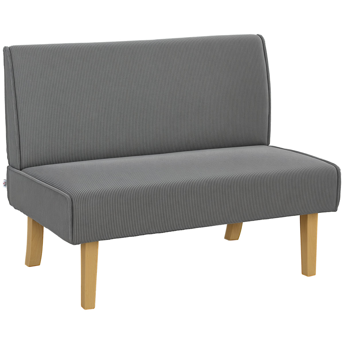 HOMCOM Zweisitzer-Sofa mit Cord-Bezug, dicker Polsterung und soliden Holzbeinen für Wohnzimmer, Schlafzimmer, Büro, Grau