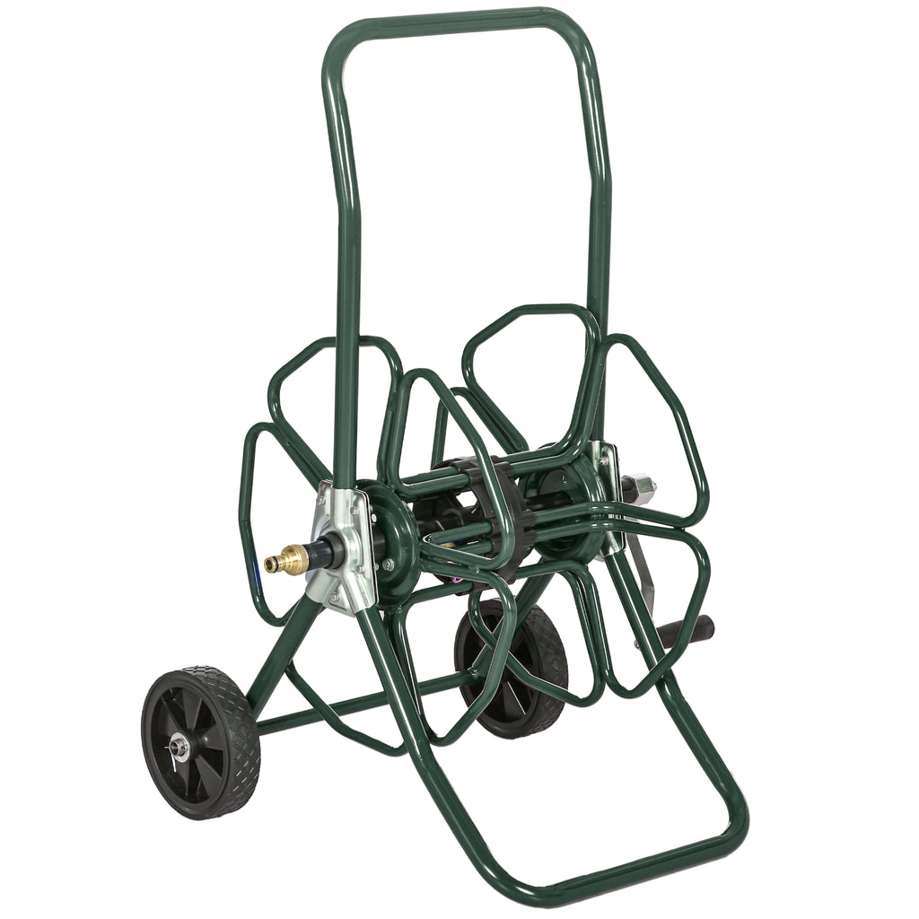Outsunny Gartenschlauch-Aufroller auf Rädern 30 m Ø16mm Aufroller Metall grün