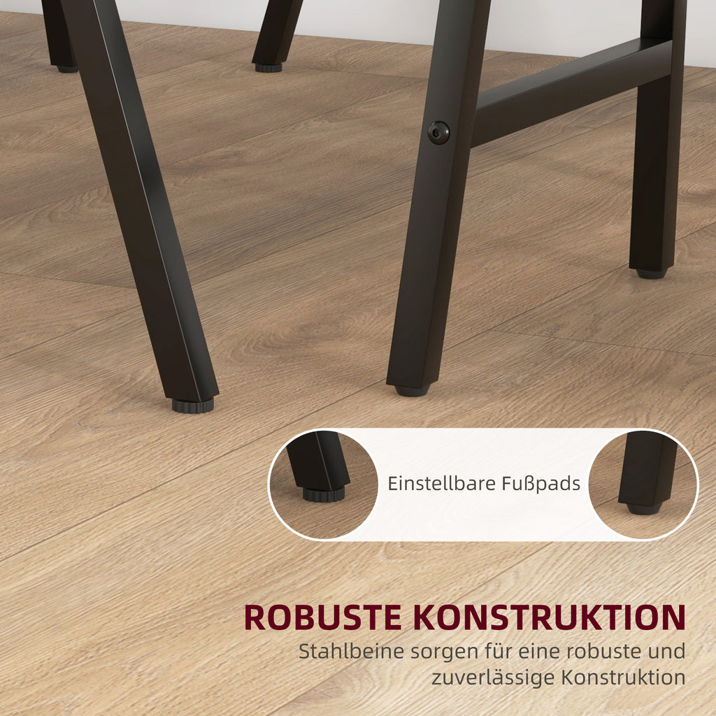 HOMCOM Bargarnitur 5-teilig, Tisch und 4 Stühle, Knopfheftung, dicke Polsterung, Leinenoptik, Beige