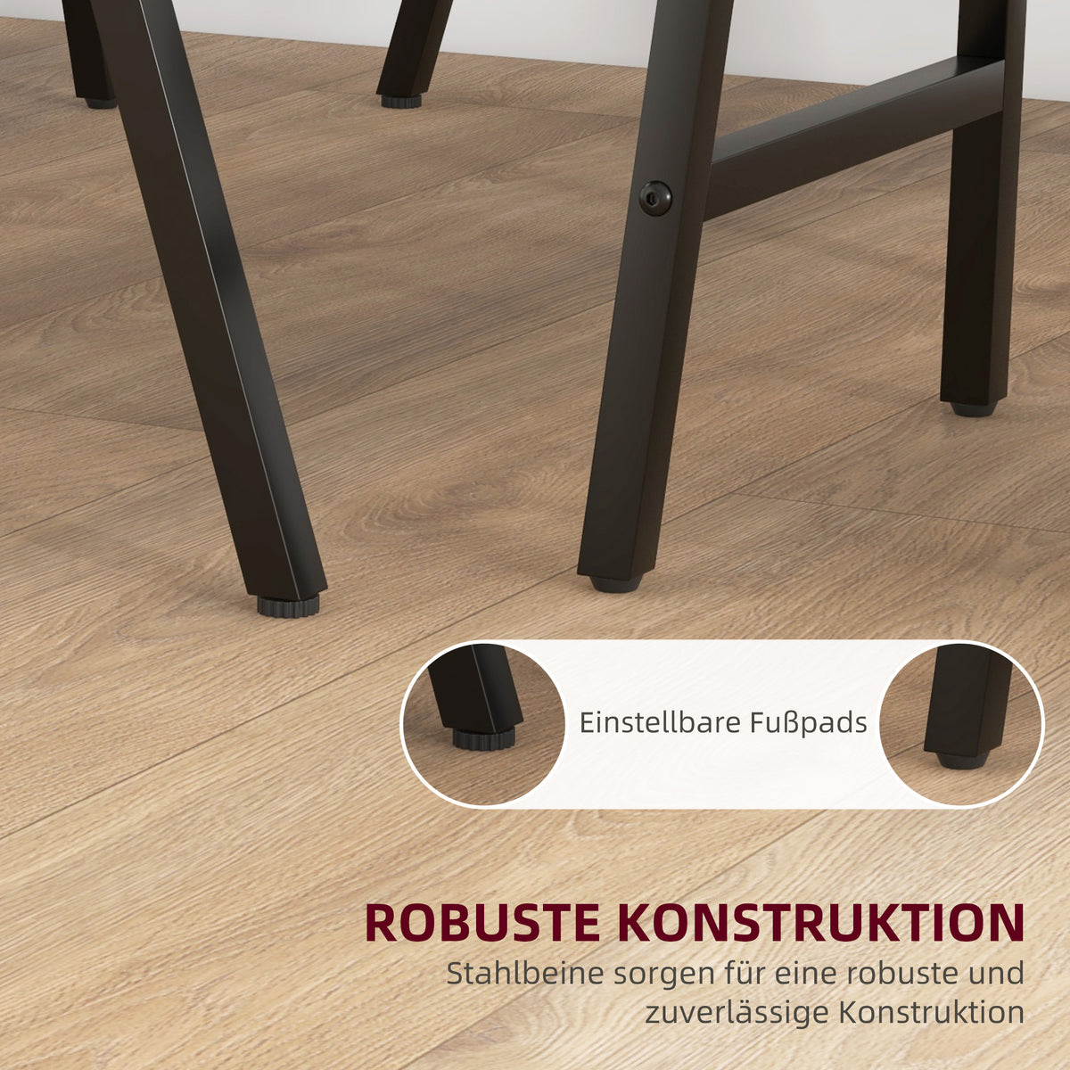 HOMCOM Bargarnitur 5-teilig, Tisch und 4 Stühle, Knopfheftung, dicke Polsterung, Leinenoptik, Beige