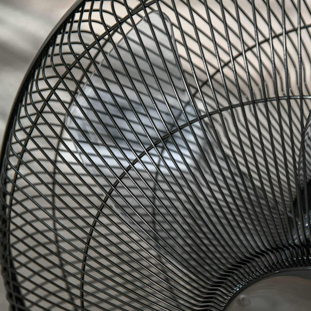 HOMCOM Standventilator mit Fernbedienung, Ventilator, Höhenverstellbarer Lüfter, 3 Geschwindigkeitsstufen, Verstellbarer Neigungswinkel, Metall, Schwarz, Ø44,5 x H110-124 cm
