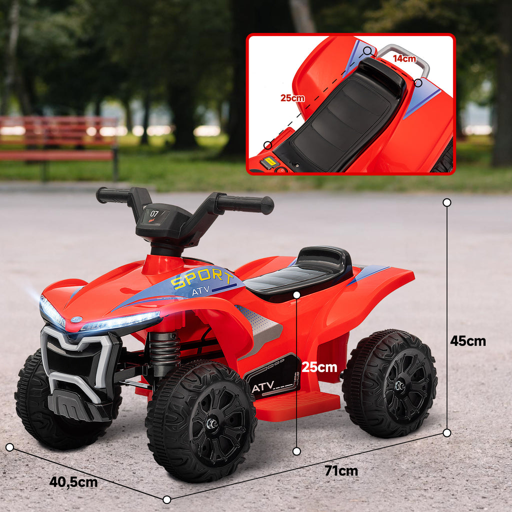 AIYAPLAY Elektro-Quad für Kinder 6V Elektroauto für Kinder 2,5 km/h für Kinder 18-36 Monate 71 x 40,5 x 45 cm Rot