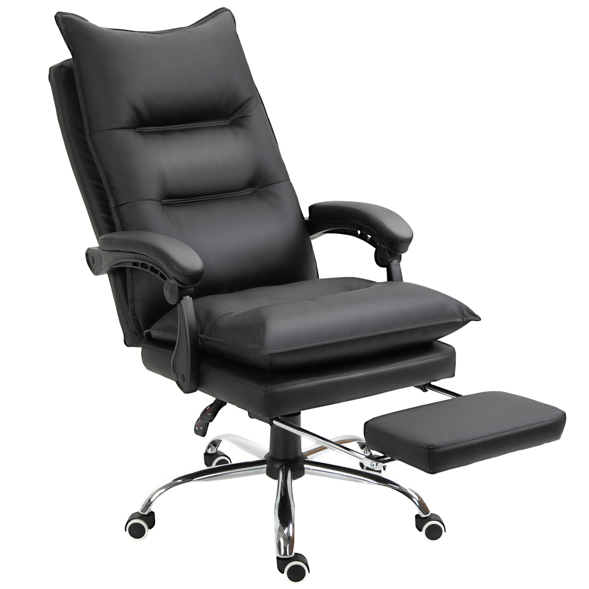 Vinsetto Bürostuhl mit Liegefunktion, ergonomisch Schreibtischstuhl, höhenverstellbar Drehstuhl mit Fußstütze, gepolstert, bis 135 kg belastbar, für Büro, Arbeitszimmer, Schwarz