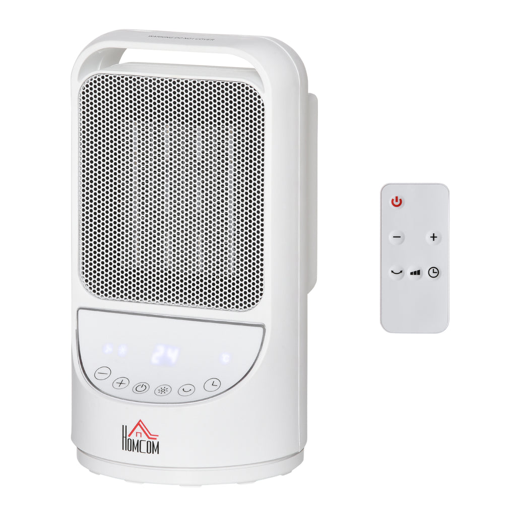 HOMCOM Heizgerät Heizlüfter 750W/1500W Keramik Elektroheizer mit 3 Stufen Warm 12-Stunden-Timer 45° Oszillation Heizer Heizung Wärme PBT Weiß