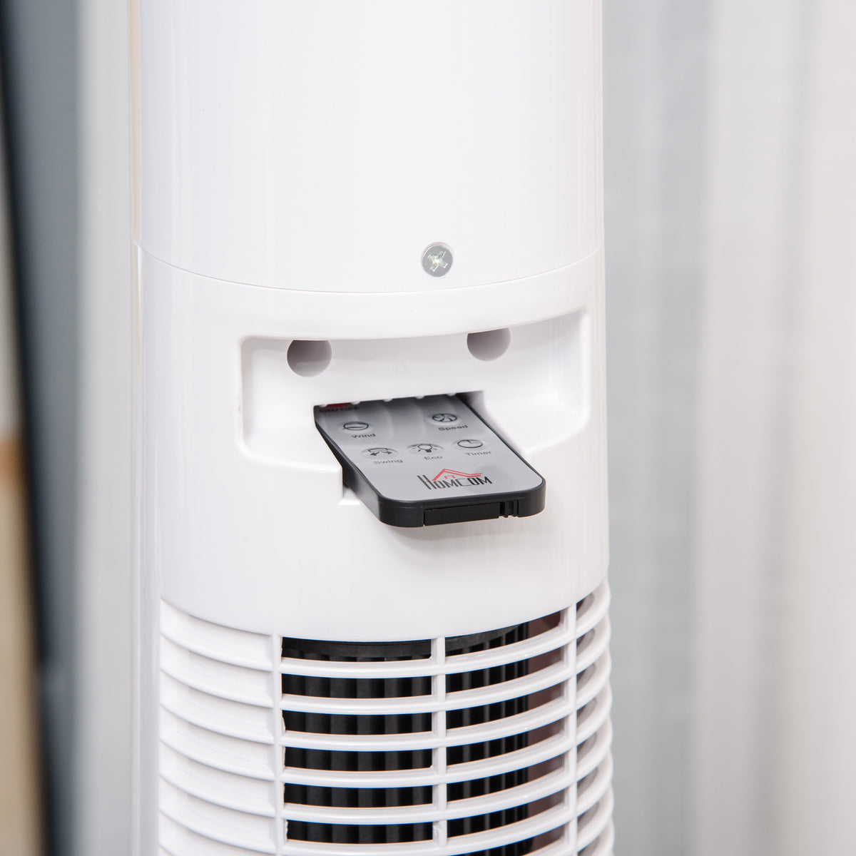 HOMCOM 118,2 cm Turmventilator mit Fernbedienung 3 Modi 3-Stufen und Geschwindigkeiten Ventilator Standventilator LED Display 220-240V 50 W 12 Std. Timer Weiß