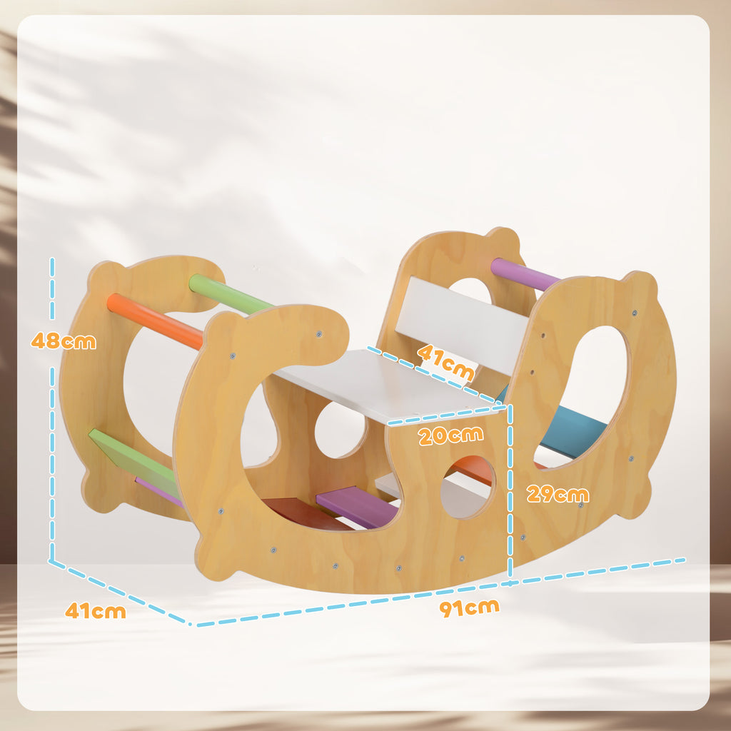 AIYAPLAY Klettergerüst und Schaukel, 2-in-1, Kiefernholz, 91x41x48 cm, für Kinder 18-48 Monate