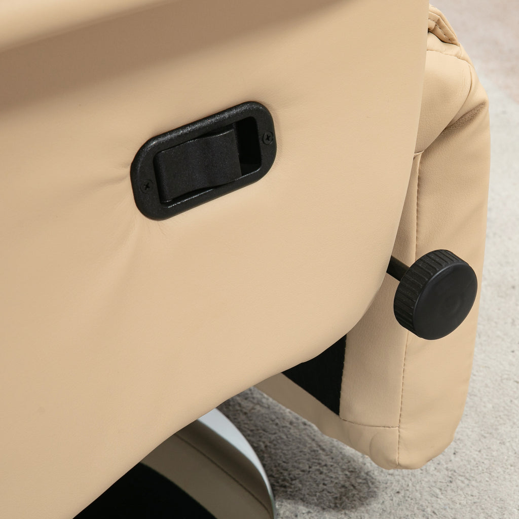 HOMCOM Liegesessel drehbar verstellbarer Fußhocker Armlehnen Stahlrahmen PU-Synthetikbezug Creme