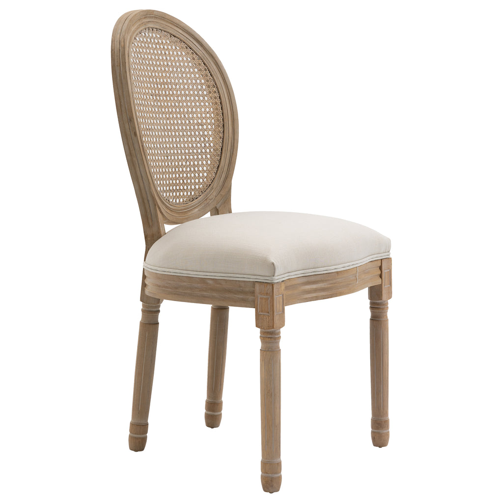HOMCOM 2er-Set Küchenstühle Polsterstühle Wienergeflecht, Massivholz, 49 cm x 56 cm x 96 cm, Cremeweiß +Natur