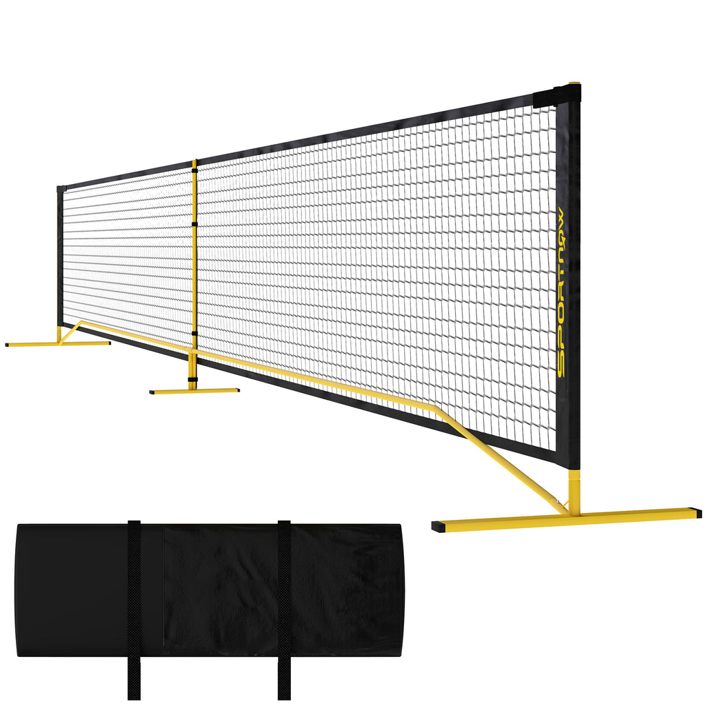 SPORTNOW Pickleball-Netz, tragbar, Metallgestell, Stoffnetz, mit Tragetasche, Gelb