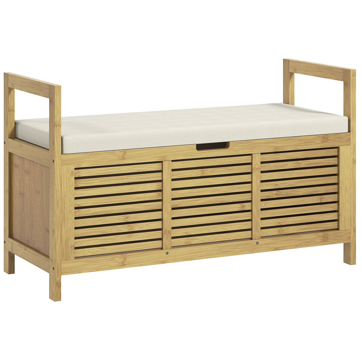 HOMCOM Schuhablage mit Stauraum, Schuhbank, weiche Sitzfläche, Bambus, 100x40x60 cm