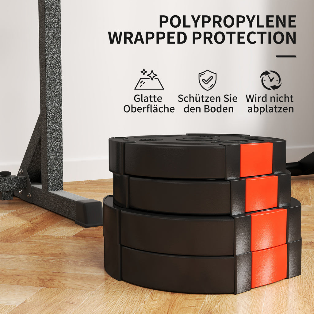 SPORTNOW 4er Gewichtsplatten-Set für Training, Fitnessstudio, Heimtraining, Stärke-Training, 2 x 10 kg und 2 x 5 kg, Schwarz