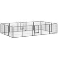 PawHut Welpenauslauf, modulares Design, 16 Elemente, 2 Türen, wetterfest, Stahl, 3,2 x 3,2 x 1 m, grau