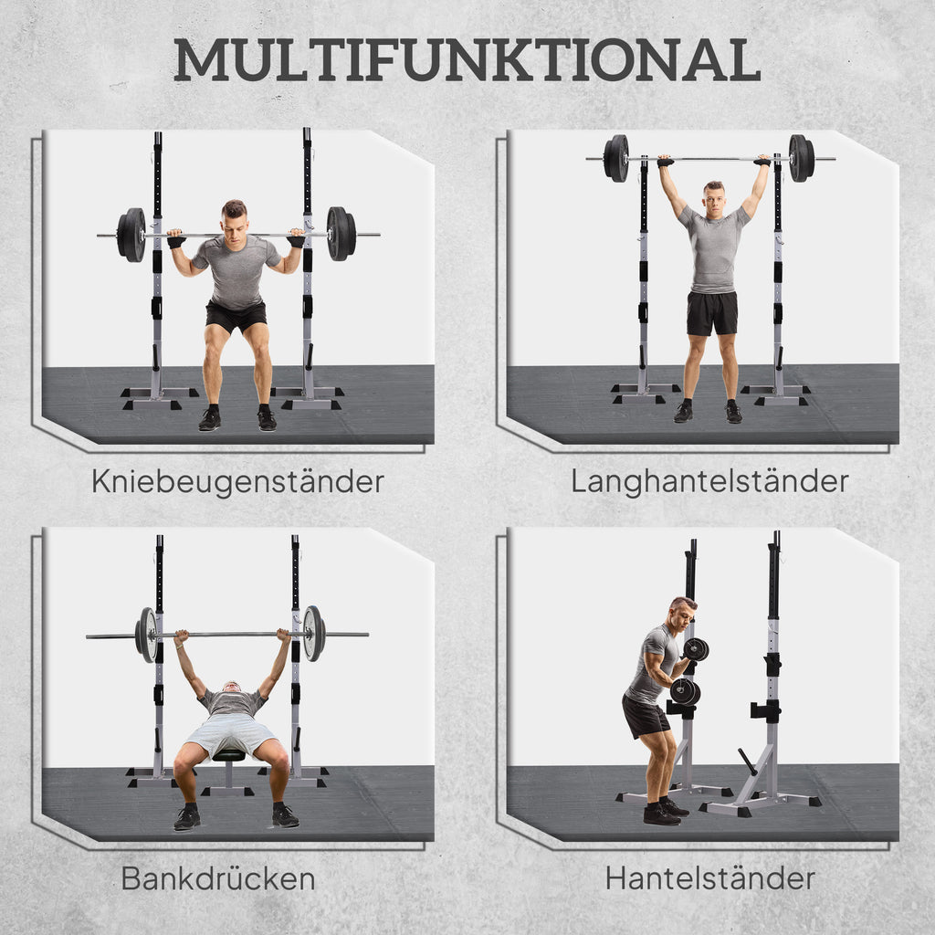 HOMCOM 2er Set Hantelständer 3 Ebenen Höhenverstellbar Hantelablage aus Stahl bis 200 kg belastbar Silber+Schwarz