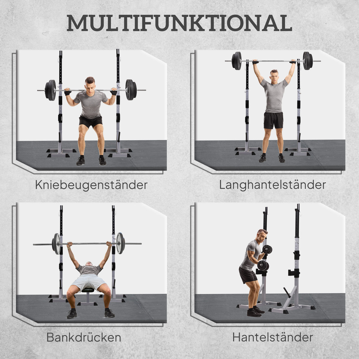 HOMCOM 2er Set Hantelständer 3 Ebenen Höhenverstellbar Hantelablage aus Stahl bis 200 kg belastbar Silber+Schwarz