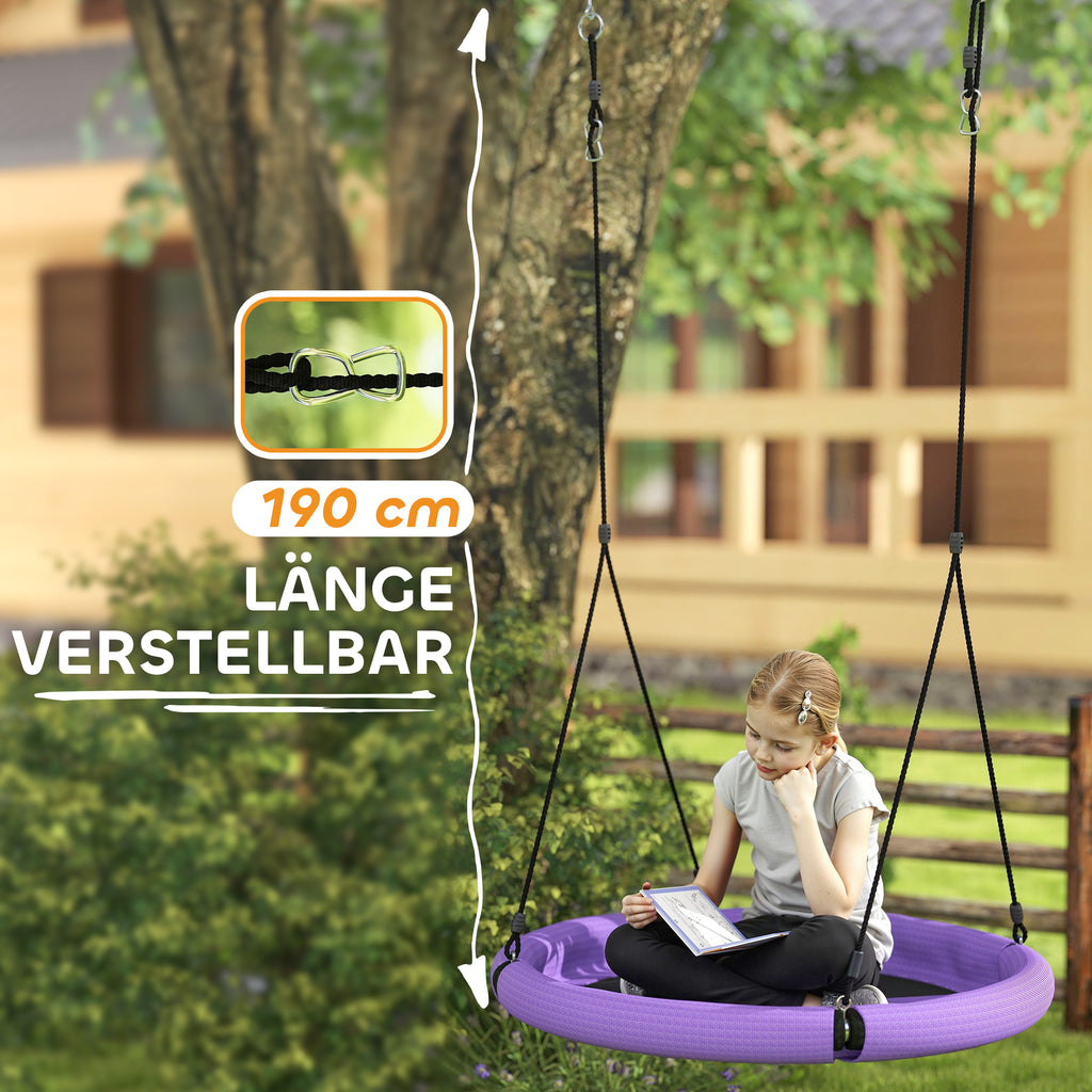 AIYAPLAY Nestschaukel, Runde Gartenschaukel, 150 kg belastbar, höhenverstellbar, Lila