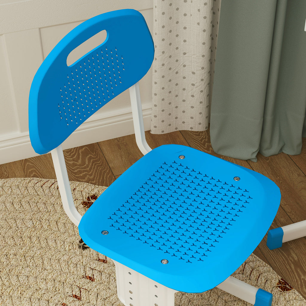HOMCOM Kinder-Schreibtisch und Stuhl mit Leseständer Fach Haken und Stifthalter 60 x 45x 90-102 cm blau