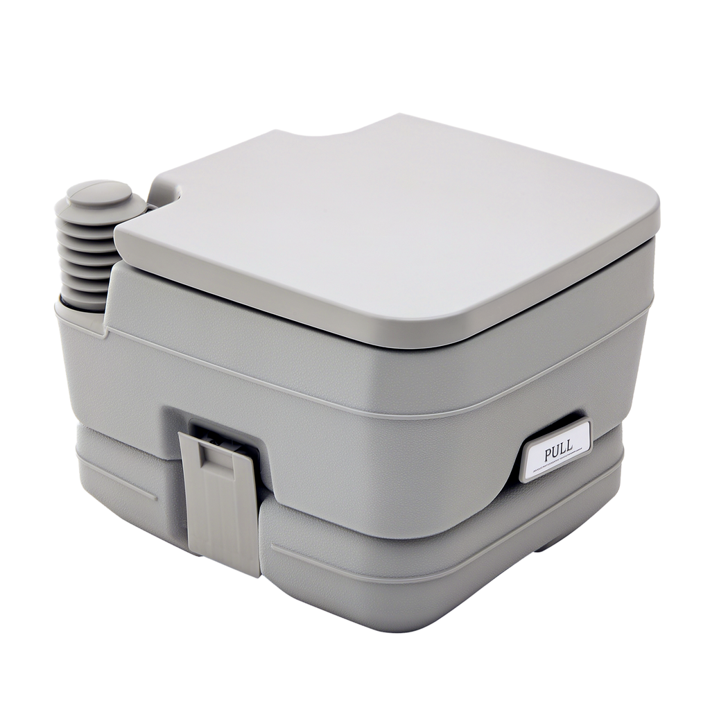 HOMCOM Outdoor-WC, tragbare Toilette, Abfalltank, Spültank, Kunststoff, Deckel, Grau