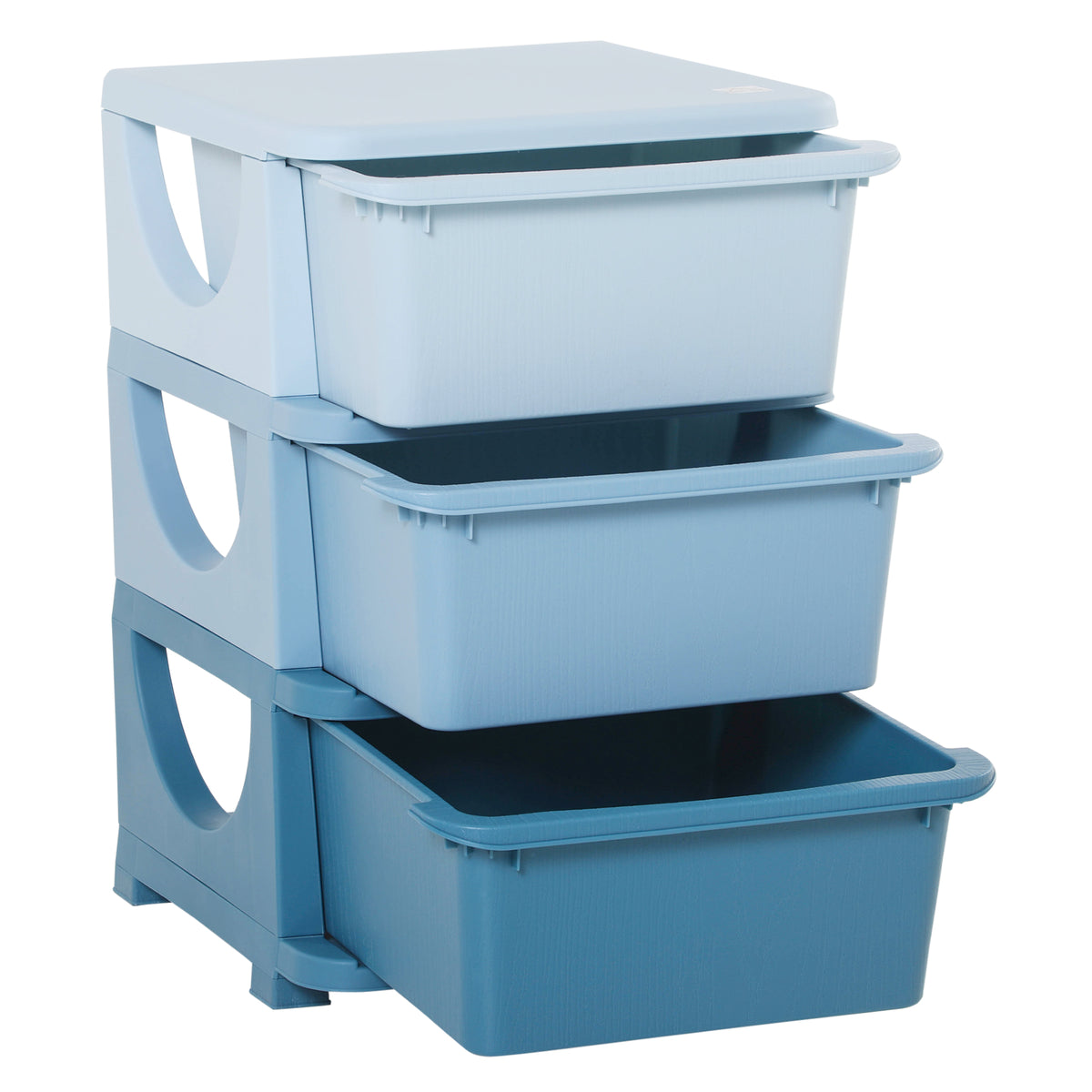 HOMCOM Aufbewahrungsboxen für Kinder, 3 Schubladen, abgerundete Kanten, erhöhtes Design, 37x37x56,5 cm, Blau