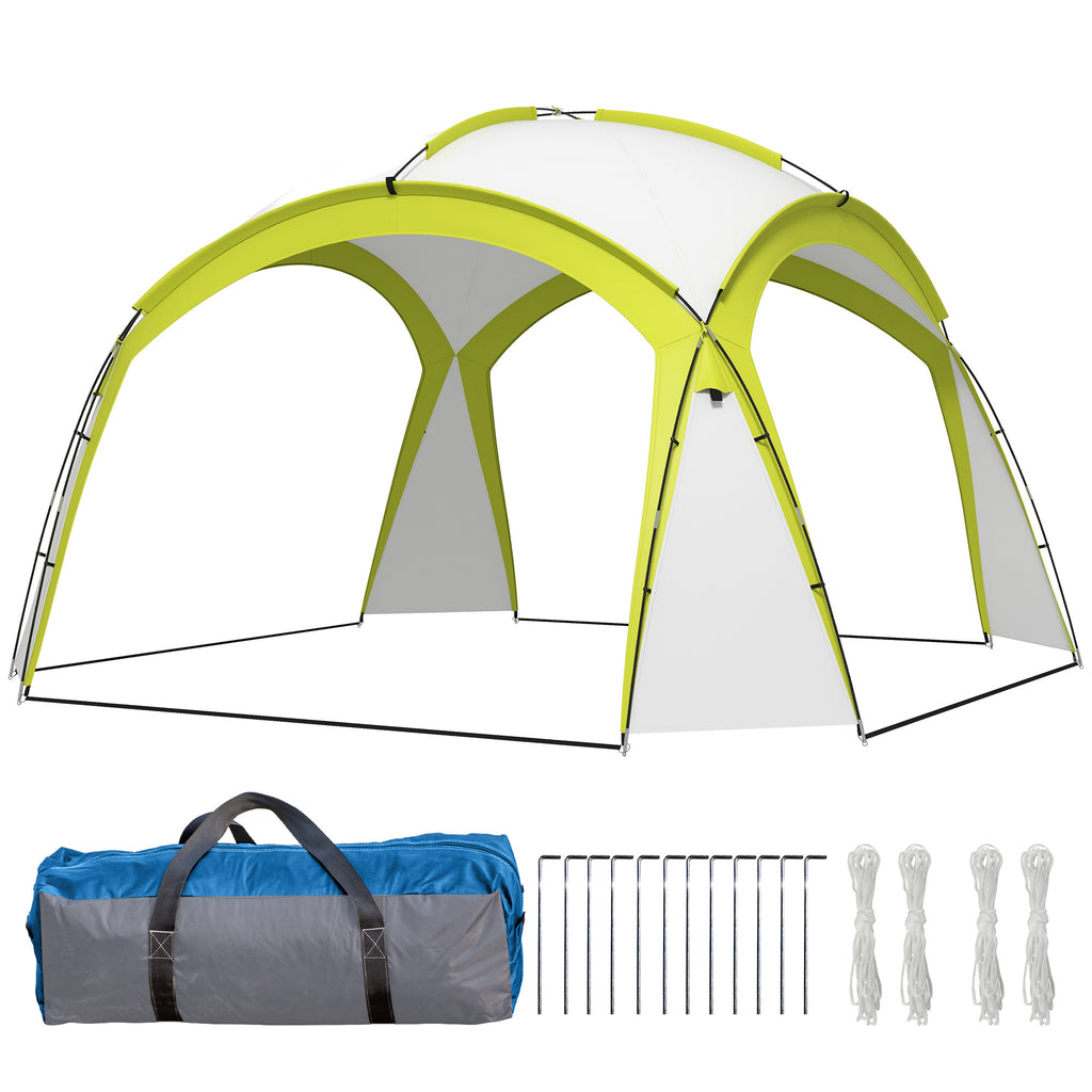 Outsunny Event Shelter 3,5 x 3,5m Pavillon mit Haken Tür Wasserabweisend winterfest Gartenpavillon Grün