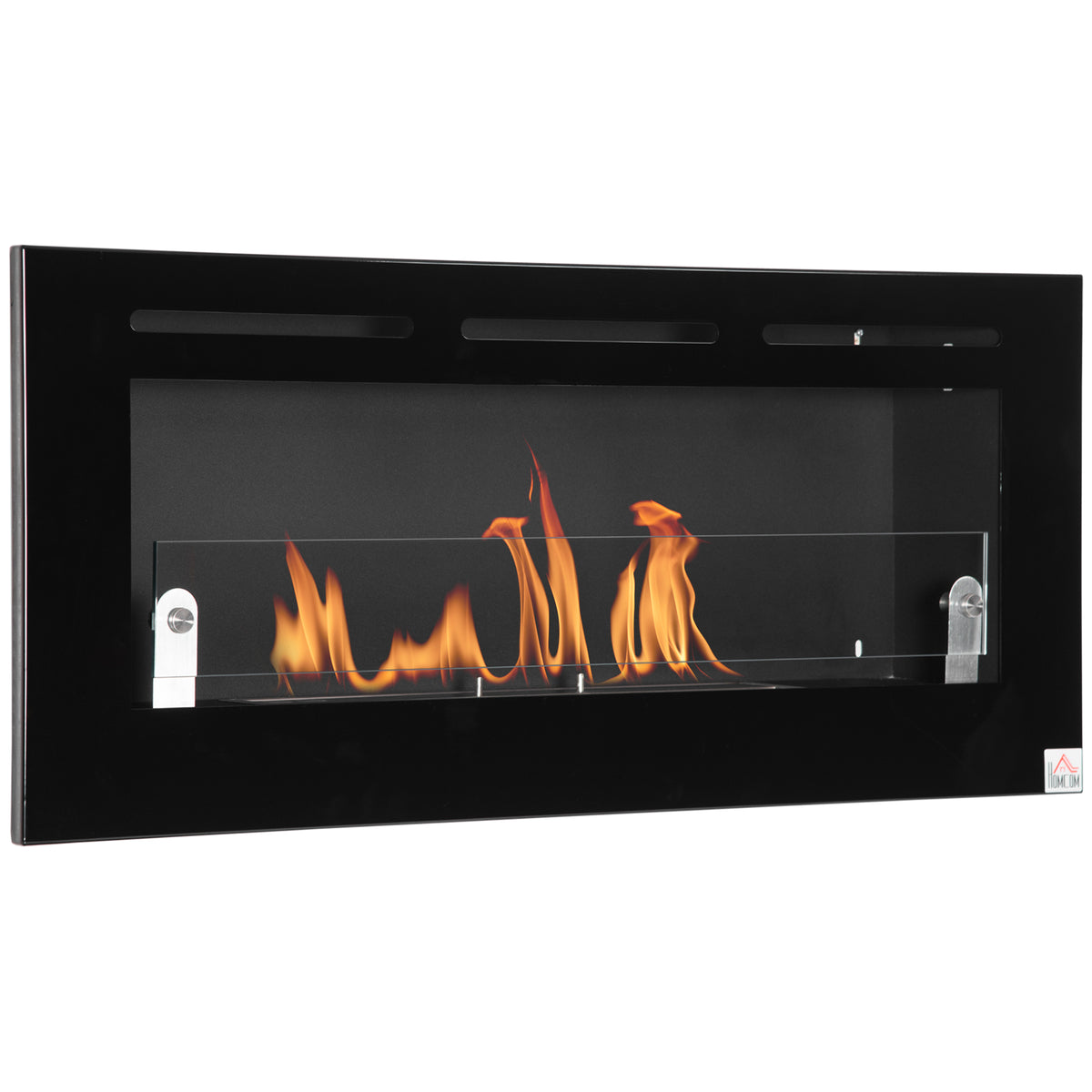 HOMCOM Bioethanol-Wandkamin zum Einbau, Brenner 2,8 L, ca. 3,5 Std. Brenndauer, Maße 102L x 16B x 43H cm, Fläche 25-30 m², Metall