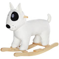 AIYAPLAY Schaukelpferd in Hundeform mit Soundfunktion, aus Holz und Metall, mit Plüschbezug, 2-4 Jahre, Weiß