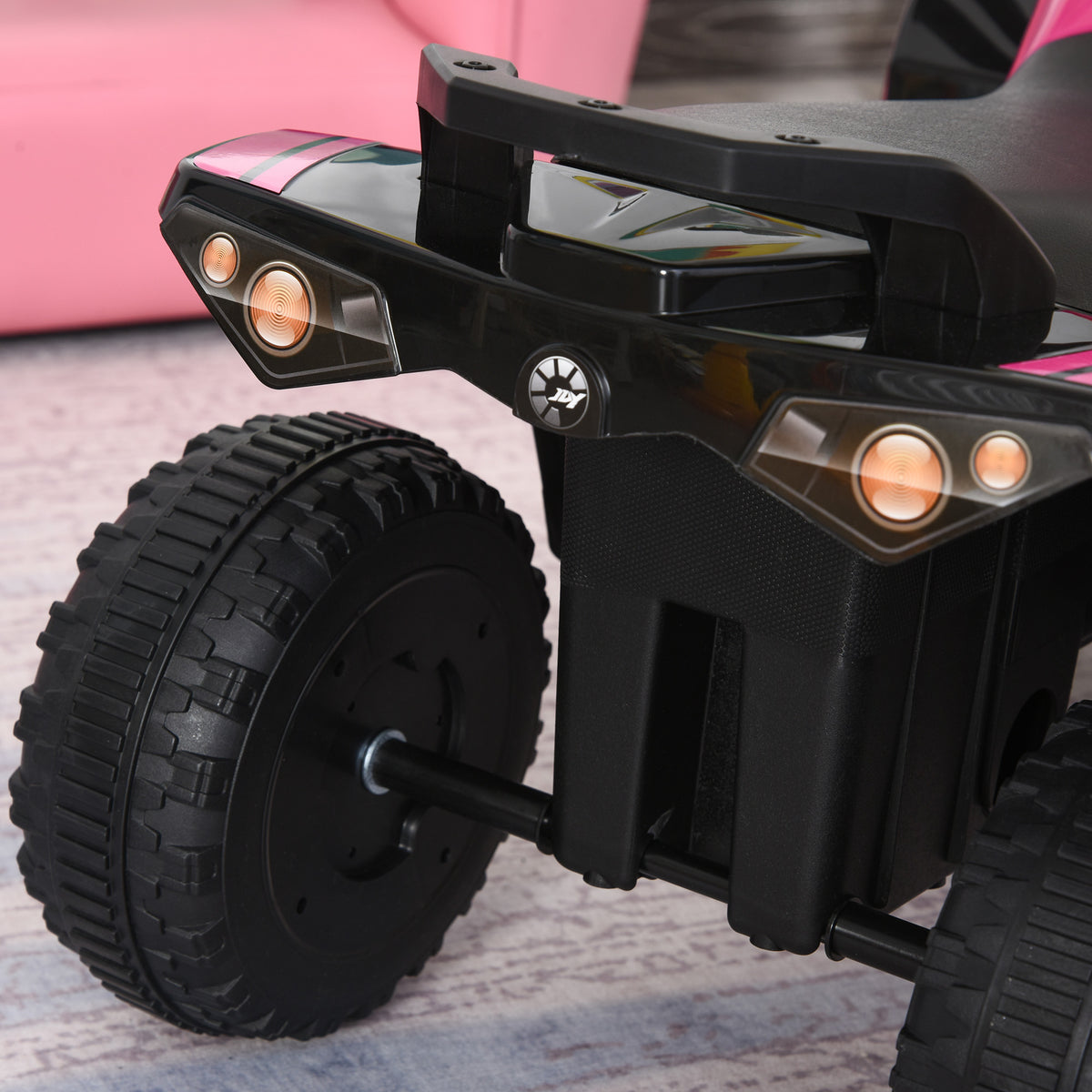 HOMCOM Kinder Rutschauto Tretauto mit Füßen rutschen Kinderauto Kinderfahrzeug für 18-36 Monate Licht Musik Kunststoff Stahl Rosa 67,5 x 38 x 44 cm