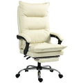 Vinsetto Bürostuhl, verstellbare Sitzhöhe, Fußstütze, Kunstleder, bis 135 kg, Metallbasis, 66x72x116-124cm, Beige